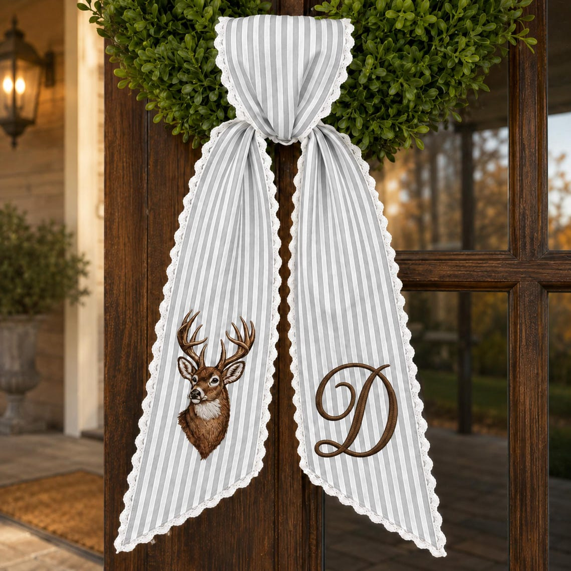 Personalized Deer Hunting Wreath Sash Bow