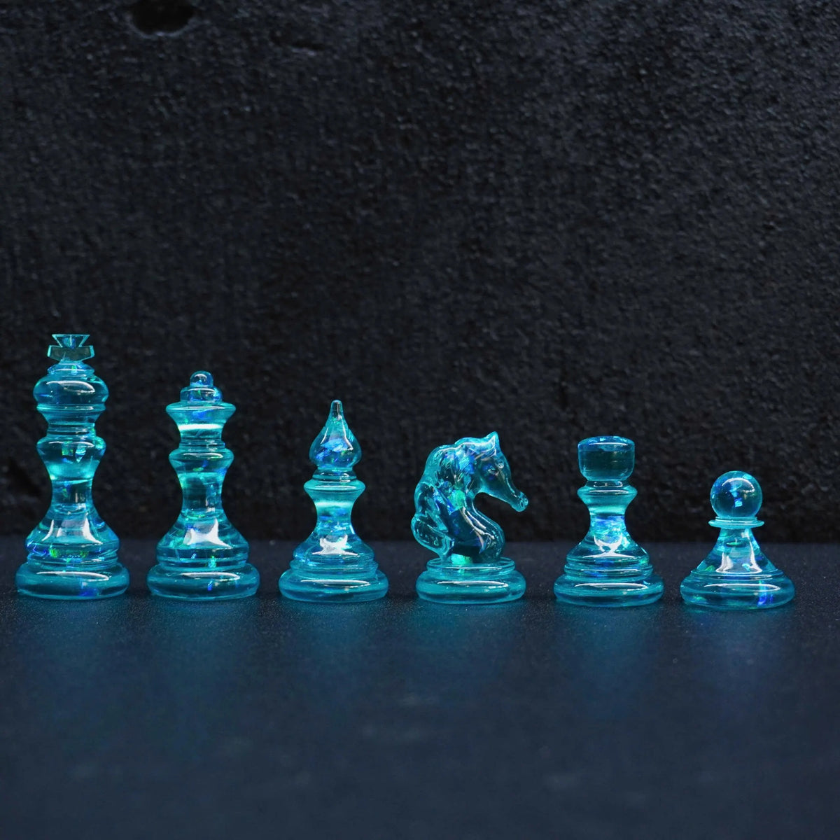 Modernist Crystal Chess Set – Handmade Resin Chess With Wooden Board