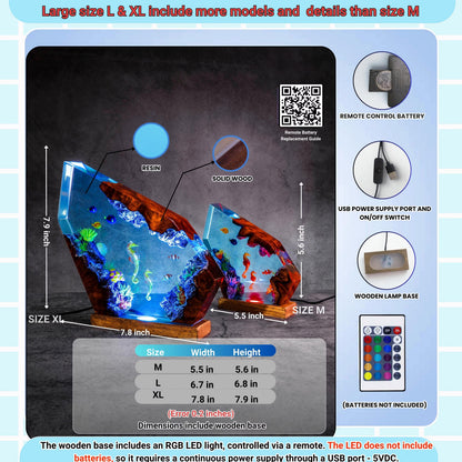 Dolphin Resin Night Light, Ocean Life Epoxy Lamp