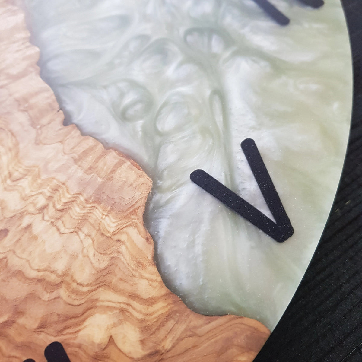 Custom Resin & Olive Wood Wall Clock