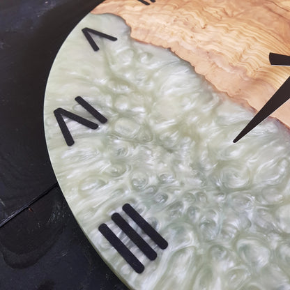 Custom Resin & Olive Wood Wall Clock