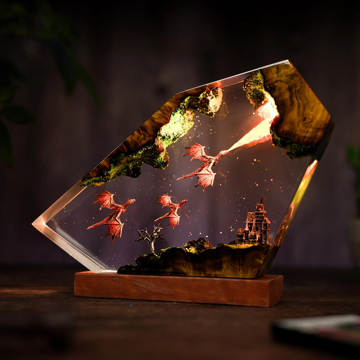 Handmade Resin Dragon Lamp
