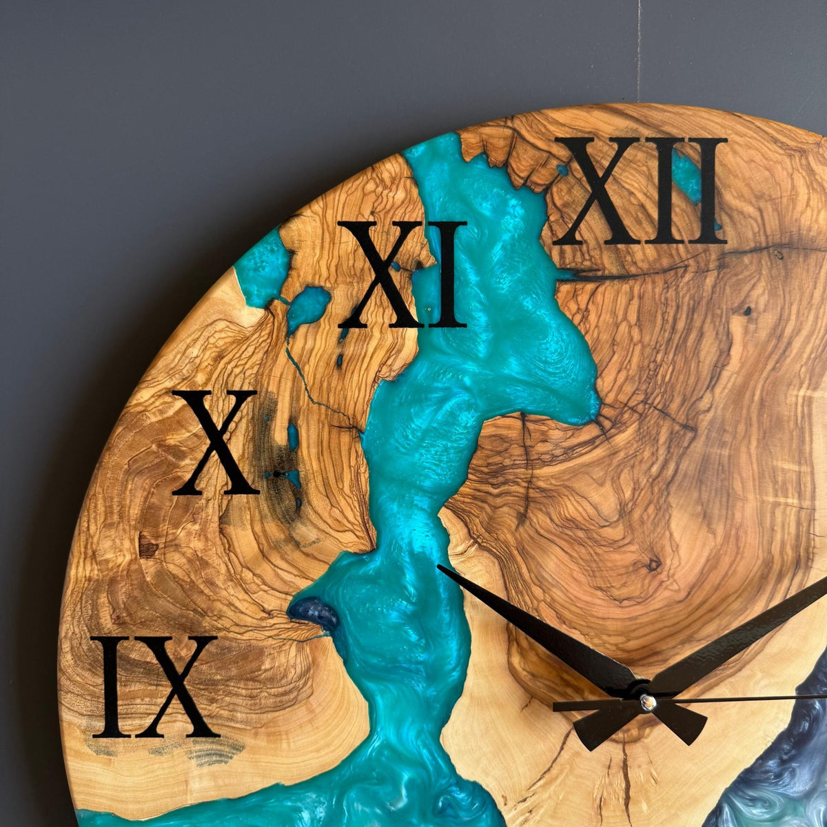 Epoxy Resin and Olive Wood Wall Clock