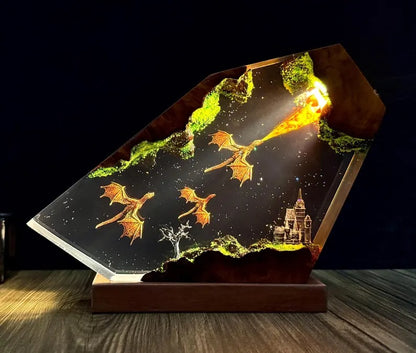 Handmade Resin Dragon Lamp