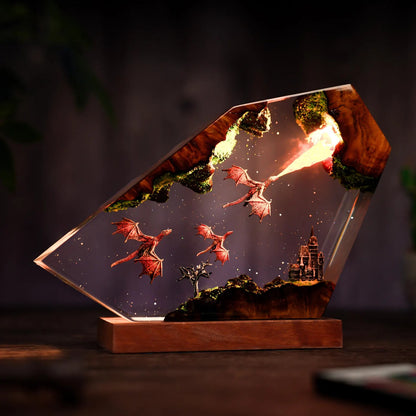 Handmade Resin Dragon Lamp